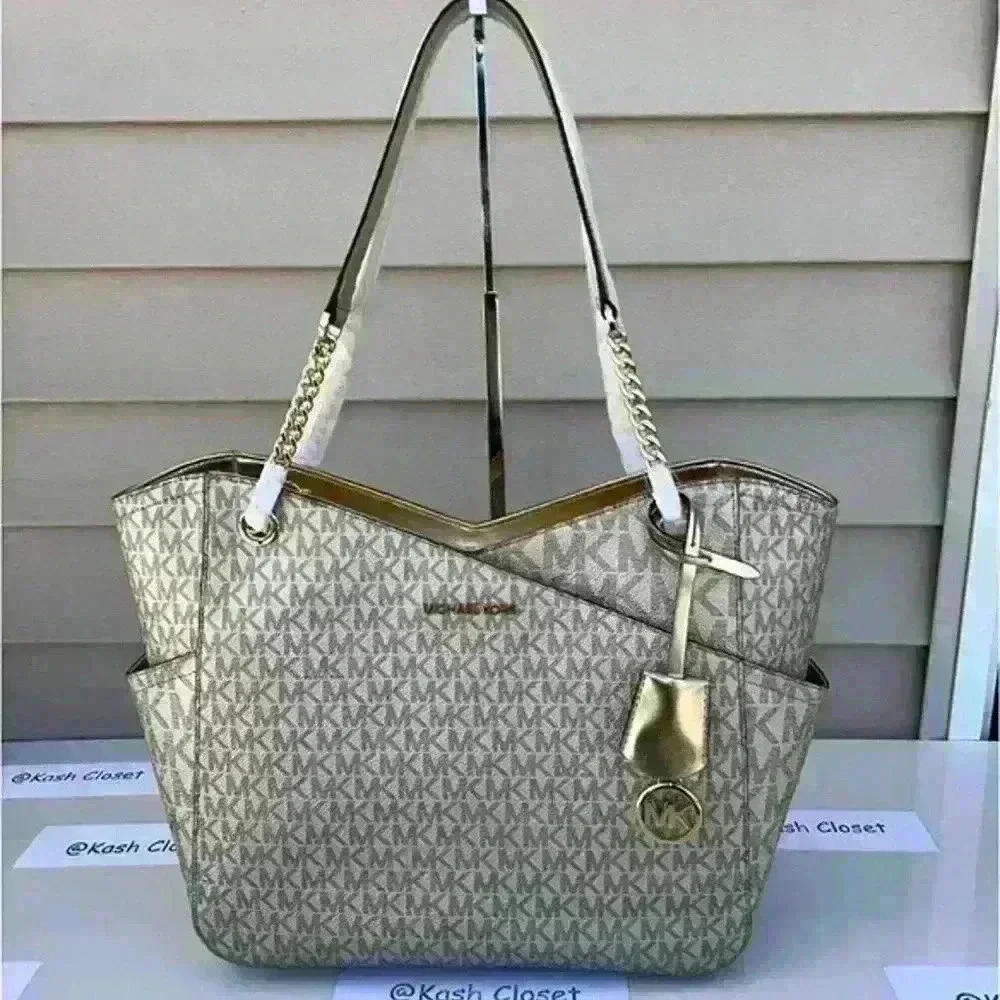 Michael Kors Purse Large Jet set Xchain Shoulder Bag Pale Gold